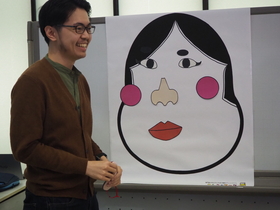 An international student smiling at his first